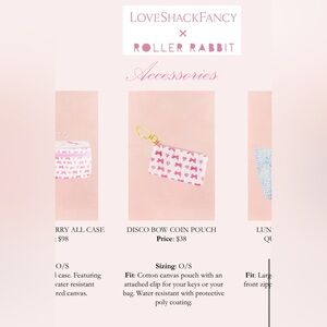 ROLLER RABBIT x LOVESHACKFANCY Disco Bow Coin Pouch NWT!!!